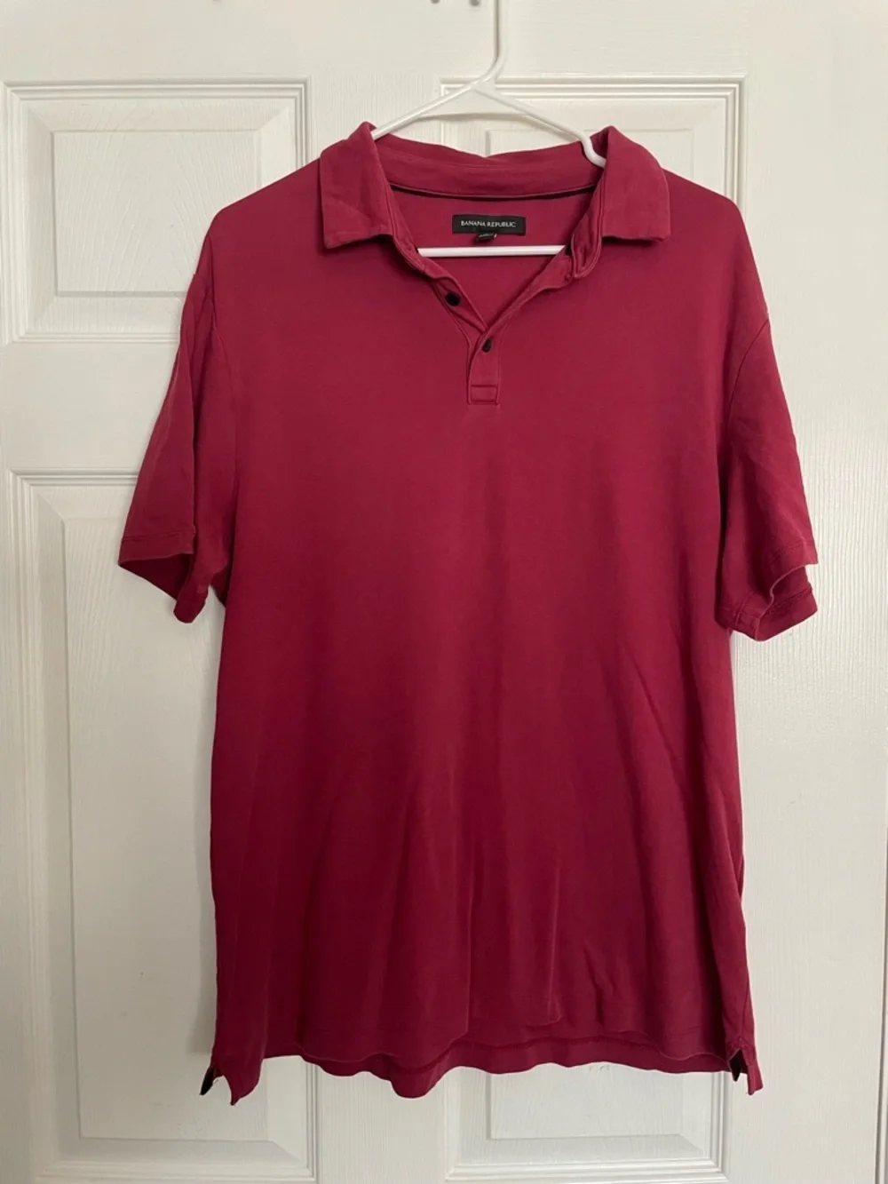 Banana Republic Men's Large Burgundy Short-Sleeve Polo